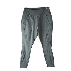 Athleta Headlands Hybrid Cargo Pants Women 10 Olive Green Hiking Utility Tapered